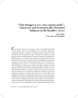 Anorexia and Economically Oriented Subjects in Ibi Kaslik`s Skinny
