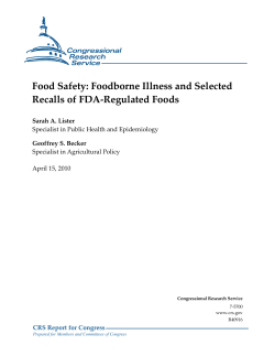 Food Safety: Foodborne Illness and Selected Recalls of FDA