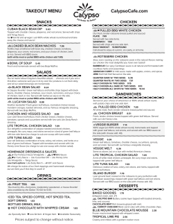 TAKEOUT MENU CalypsoCafe.com