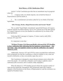 Brief History of ERA Ratification Effort Article V of the