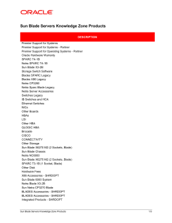 Sun Blade Servers Knowledge Zone Products