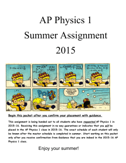 AP Physics 1 Summer Assignment 2015
