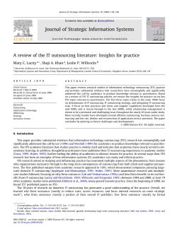 A review of the IT outsourcing literature: Insights for practice