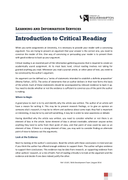Introduction to Critical Reading