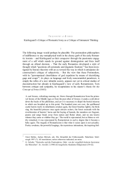 Kierkegaard`s Critique of Romantic Irony as a Critique