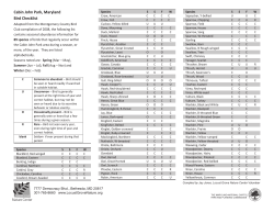 Bird List for Cabin John Regional Park