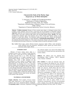 Characteristic Study of the Marine Algae Sargassum sp. on Metal