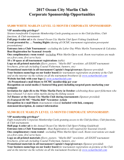 2017 Ocean City Marlin Club Corporate Sponsorship Opportunities