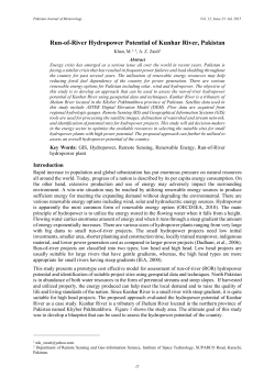 Run-of-River Hydropower Potential of Kunhar River, Pakistan