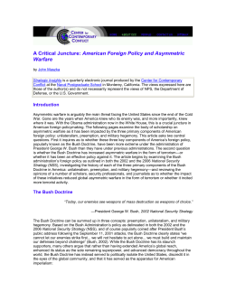 A Critical Juncture: American Foreign Policy and Asymmetric Warfare