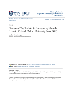 Review of The Bible in Shakespeare by Hannibal Hamlin. Oxford