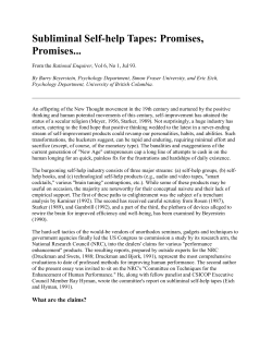 Subliminal Self-help Tapes: Promises, Promises