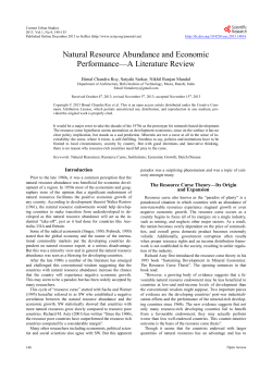 Natural Resource Abundance and Economic Performance&mdash;A