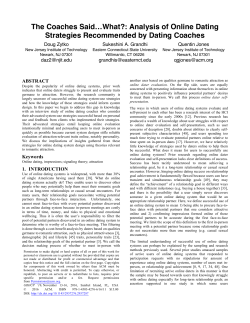 The Coaches Said&hellip;What?: Analysis of Online Dating Strategies