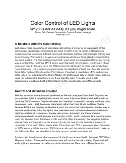 Color Control of LED Lights