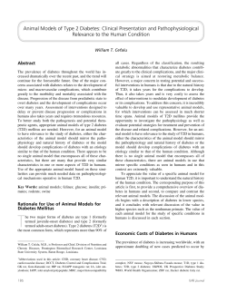 Animal Models of Type 2 Diabetes: Clinical Presentation and