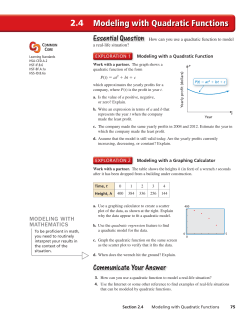 Modeling with Quadratic Functions 2.4