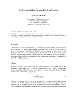 The Hydrogen Balmer Series and Rydberg Constant