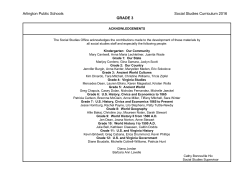 Arlington Public Schools Social Studies Curriculum 2016 GRADE 3