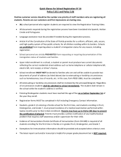 Quick Glance for School Registration SY 16 Policy 5.011 and Policy