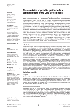 Characteristics of potential gasifier fuels in selected regions of the