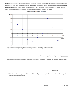 Problem 2 (12 points) The opening price of one share of stock for the