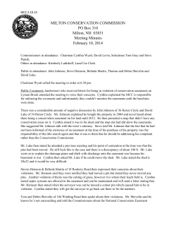 MILTON CONSERVATION COMMISSION PO Box 310 Milton, NH