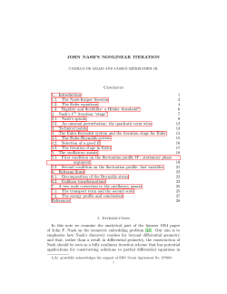 JOHN NASH`S NONLINEAR ITERATION Contents 1. Introduction 1