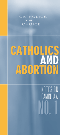Catholics and Abortion: Notes on Canon Law No. 1