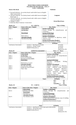 DELHI PUBLIC SCHOOL DAMANJODI SYLLABUS FOR THE SESS