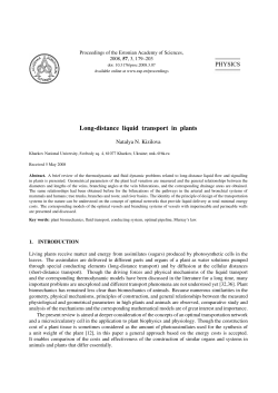 Long-distance liquid transport in plants