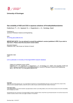 University of Groningen Gas solubility of H2S and CO2 in aqueous