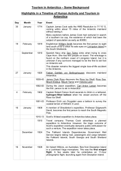 Tourism in Antarctica – Some Background Highlights in a Timeline