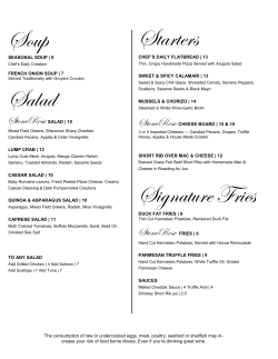 Starters Signature Fries Soup Salad