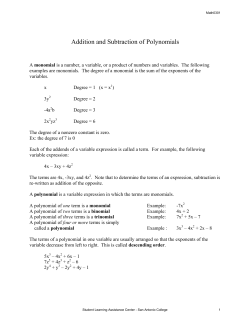 Addition and Subtraction of polynomials