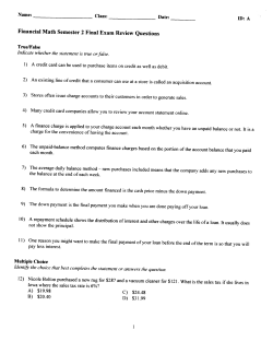 Financial Math Final Exam Review Questions