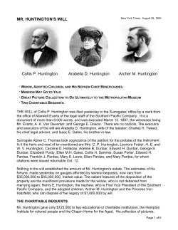 MR. HUNTINGTON`S WILL Collis P. Huntington Arabella D