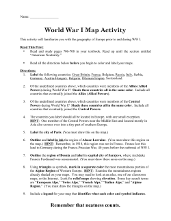 WW I Intro Map Activity `13-1
