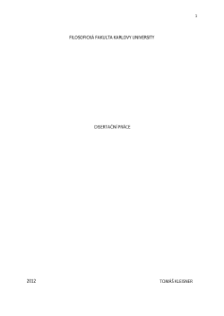 FILOSOFICK&Aacute; FAKULTA KARLOVY UNIVERSITY 2012
