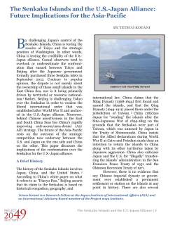 The Senkaku Islands and the US-Japan Alliance