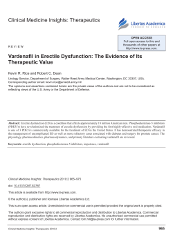 Clinical Medicine Insights: Therapeutics Vardenafil in Erectile