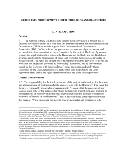 GUIDELINES PROCUREMENT UNDER IBRD LOANS AND IDA