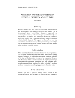 prediction and foreknowledge in ezekiel`s prophecy against tyre