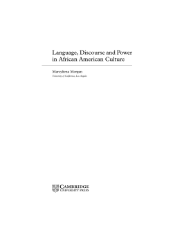 Language, Discourse and Power in African American Culture