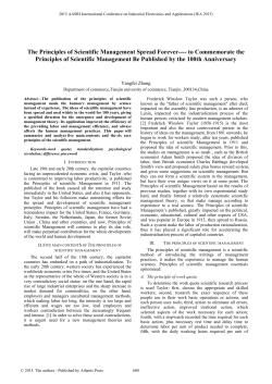 The Principles of Scientific Management Spread Forever---