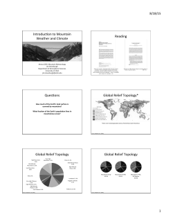 Introduc.on to Mountain Weather and Climate Reading Ques.ons