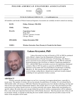 PAEA Bulletin / Meeting: Friday, February 19th, 2016