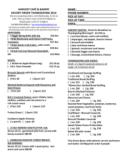 savory order - Harvest Cafe and Bakery