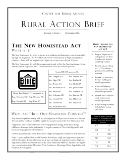 The New Homestead Act - Center for Rural Affairs