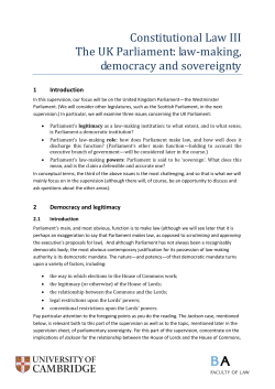 Constitutional Law III The UK Parliament: law